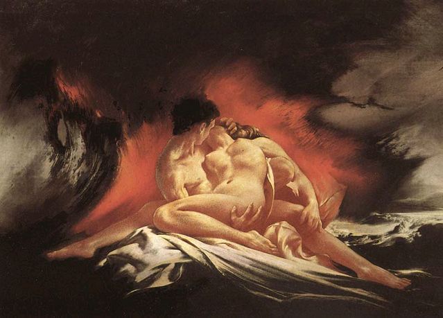 'Love has no other desire but to fulfill itself.' -Painting: Liebespaar by H.C. Berann