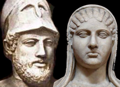 Busts Of Pericles And Aspia - Roman copies of the Greek originals.