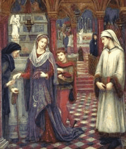 Meeting of Petrarch and Laura at Santa Chiara by Marie Spartali Stillman