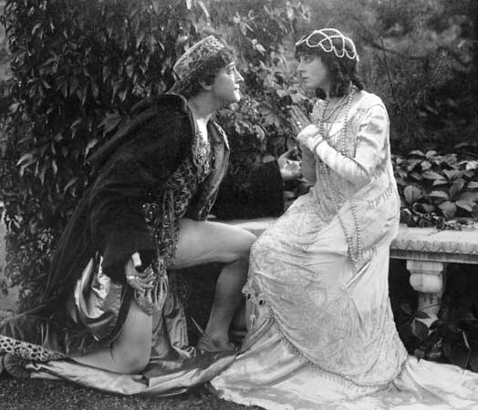 Francis X. Bushman and Beverly Bayne star in a silent film version of Romeo and Juliet, 1916