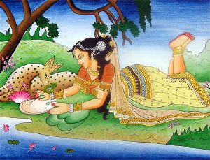 Shakuntala and her comapnion Deer
